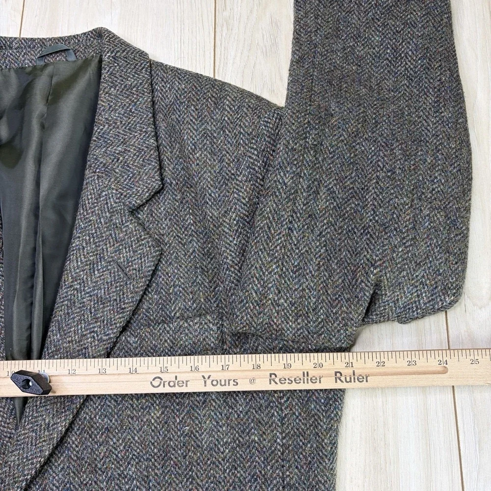 VTG Harris Tweed Speckled Herringbone Thick Wool Sport Coat Multicolor Mens 38S